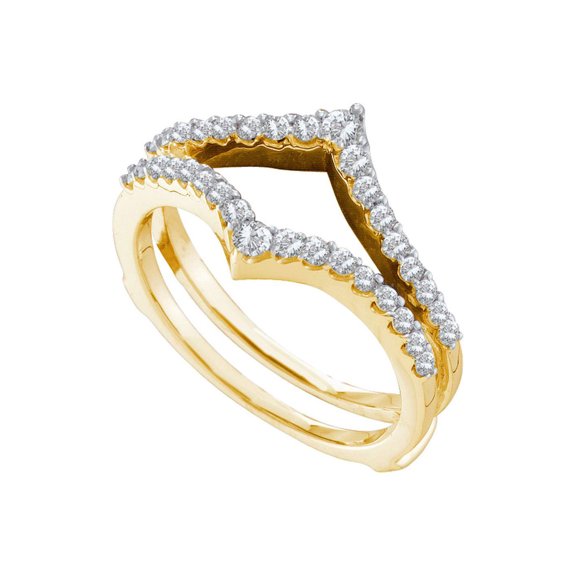 14kt Yellow Gold Womens Round Diamond Ring Guard Wrap Enhancer Wedding Band 1/2 Cttw