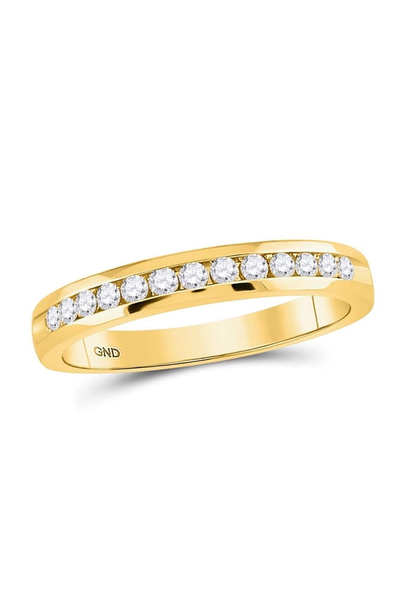 14kt Yellow Gold Womens Round Diamond Single Row Comfort Wedding Band 1/4 Cttw