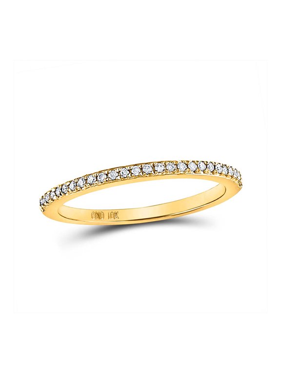 14kt Yellow Gold Womens Round Diamond Single Row Stackable Band Ring 1/8 Cttw