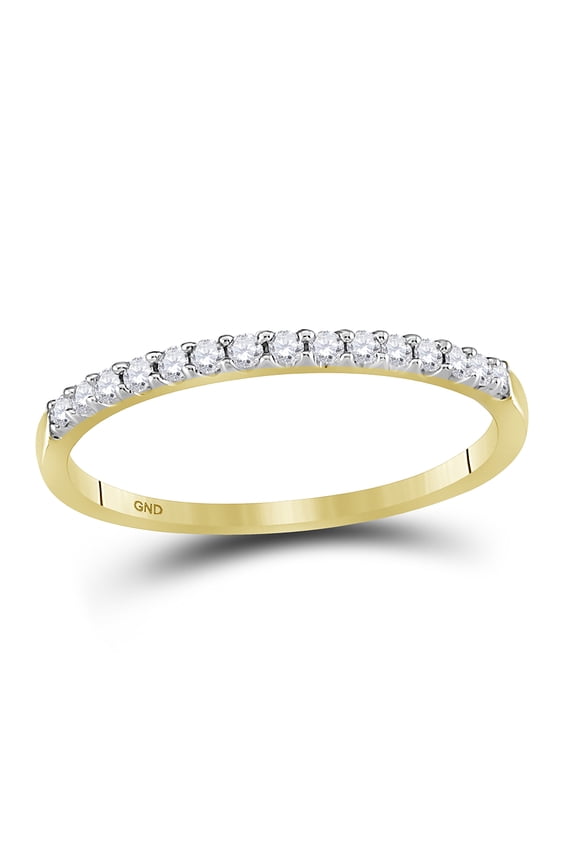 14kt Yellow Gold Womens Round Diamond Slender Stackable Wedding Band 1/6 Cttw