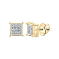 thumbnail image 1 of 14kt Yellow Gold Womens Round Diamond Square Earrings 1/20 Cttw, 1 of 1