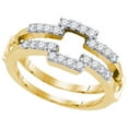thumbnail image 1 of 14kt Yellow Gold Womens Round Diamond Square Wrap Ring Guard Enhancer Wedding Band 1/2 Cttw, 1 of 1