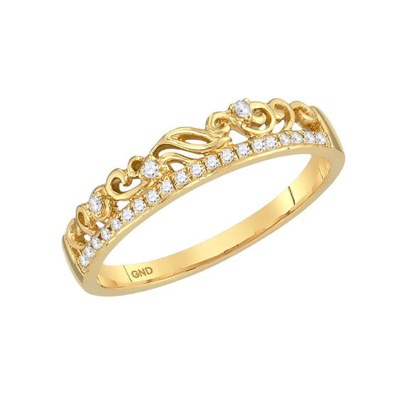 14kt Yellow Gold Womens Round Diamond Stackable Band Ring 1/12 Cttw