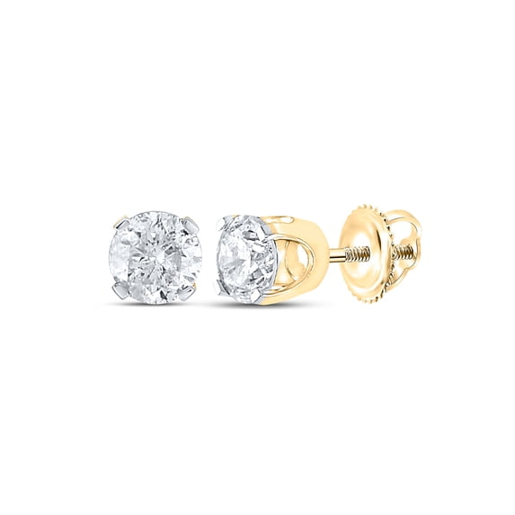 14kt Yellow Gold Womens Round Diamond Stud Earrings 1-3/8 Cttw