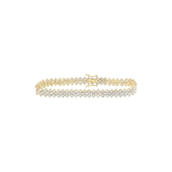 14kt Yellow Gold Womens Round Diamond Tennis Bracelet 8-3/8 Cttw