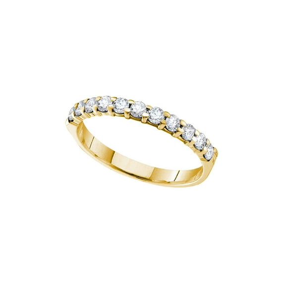 14kt Yellow Gold Womens Round Diamond Wedding Single Row Band 1/10 Cttw