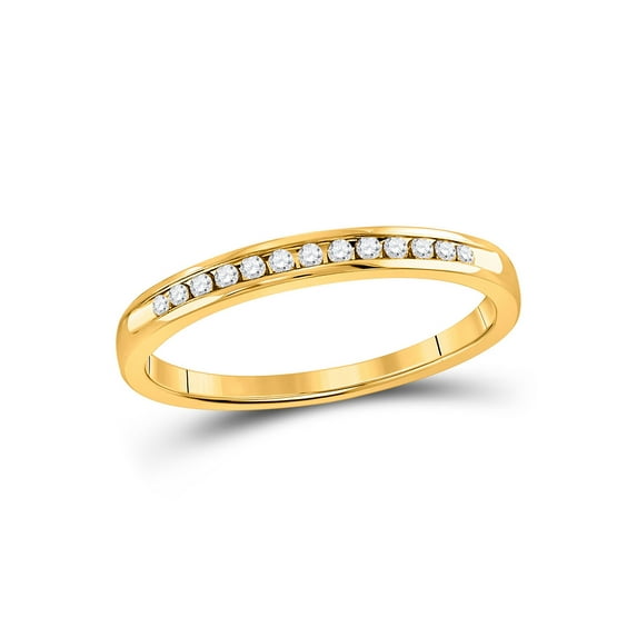 14kt Yellow Gold Womens Round Diamond Wedding Single Row Band 1/10 Cttw