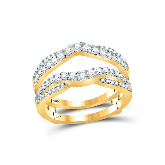 14kt Yellow Gold Womens Round Diamond Wedding Wrap Ring Guard Enhancer 5/8 Cttw