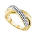 thumbnail image 1 of 14kt Yellow Gold Womens Round Pave-set Diamond Crossover Band Ring 3/8 Cttw, 1 of 1