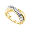 thumbnail image 1 of 14kt Yellow Gold Womens Round Pave-set Diamond Crossover Band Ring 3/8 Cttw, 1 of 1
