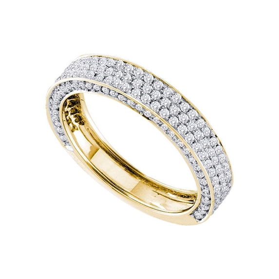 14kt Yellow Gold Womens Round Pave-set Diamond Edged Band Ring 7/8 Cttw
