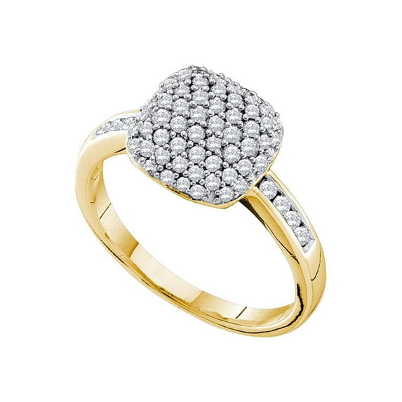 14kt Yellow Gold Womens Round Pave-set Diamond Square Cluster Ring 1/2 Cttw
