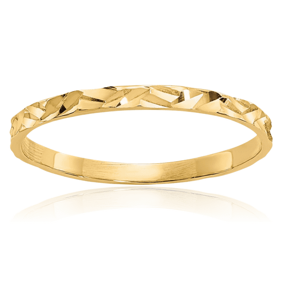 14K Solid Yellow Gold Zig Zag Band Ring