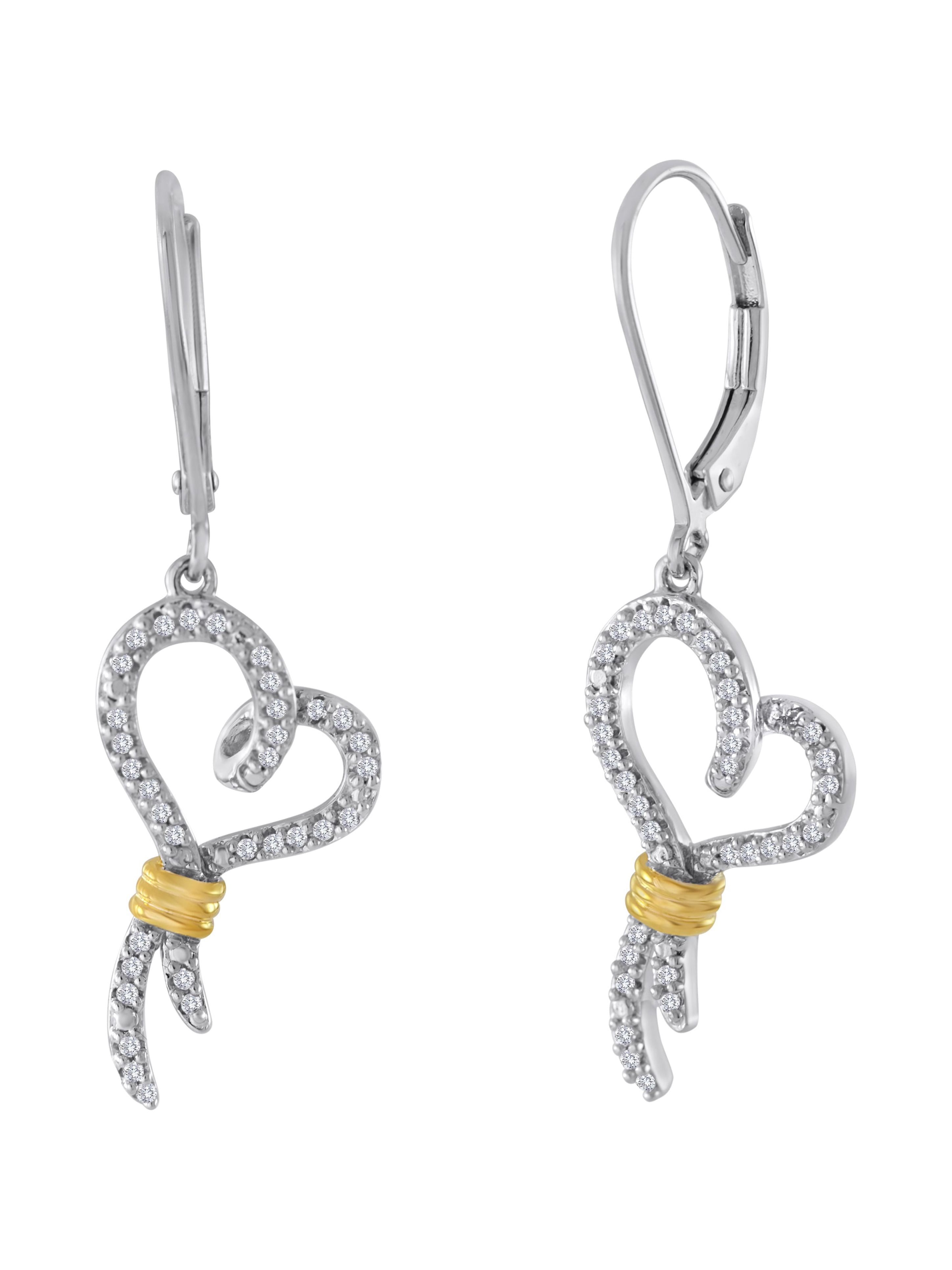 14kt Yellow Gold over Sterling Silver 1/4 Carat T.W. Diamond Earrings
