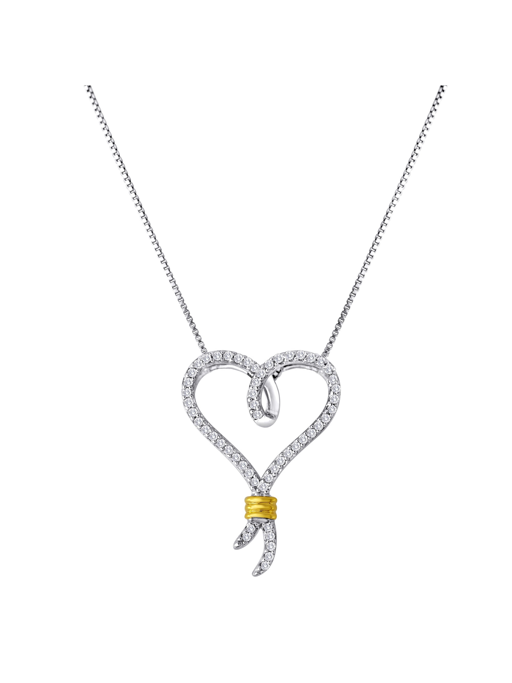 14kt Yellow Gold over Sterling Silver 1/4 Carat T.W. Diamond Pendant, 18"