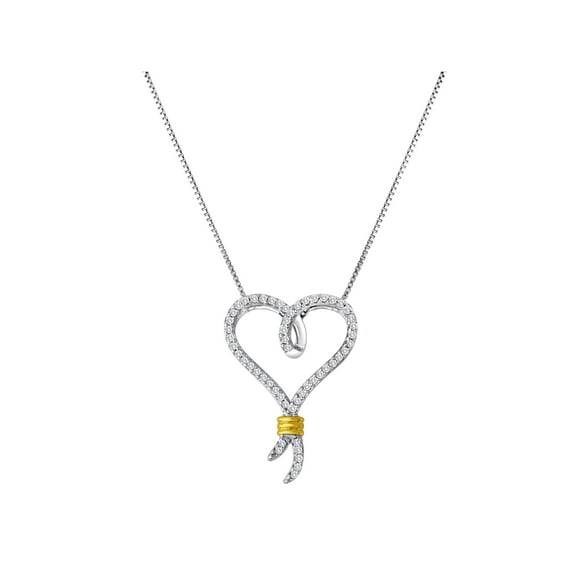 14kt Yellow Gold over Sterling Silver 1/4 Carat T.W. Diamond Pendant, 18"