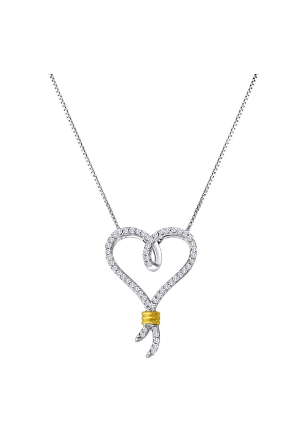 14kt Yellow Gold over Sterling Silver 1/4 Carat T.W. Diamond Pendant, 18"