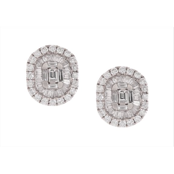 Diana M 14 Kt White Gold Diamond Oval Stud Earrings Containing 1.77 Cs Tw Diamonds
