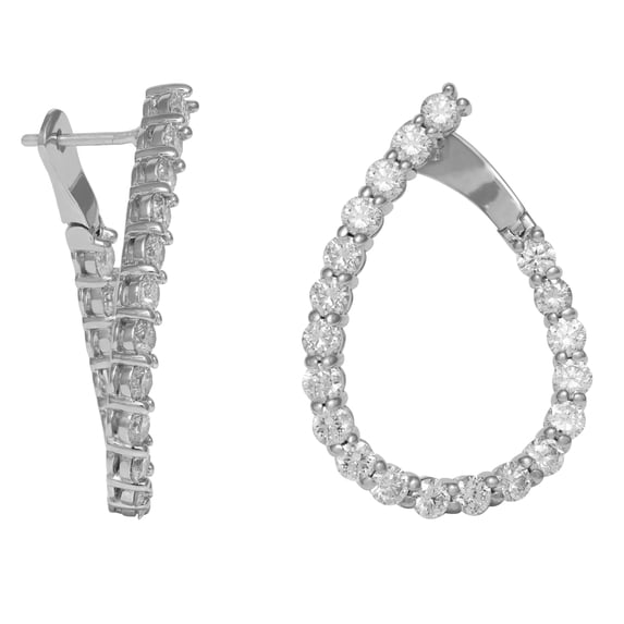 Diana M 14Kt White Gold Fashion Earrings Featuring 4.00 Cts Tw Of Round Diamonds Inside/Out Gh Si