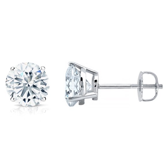 Diana M 14Kt White Gold Stud Earrings Featuring 1.76 Ct Round Diamond (Gh Si)