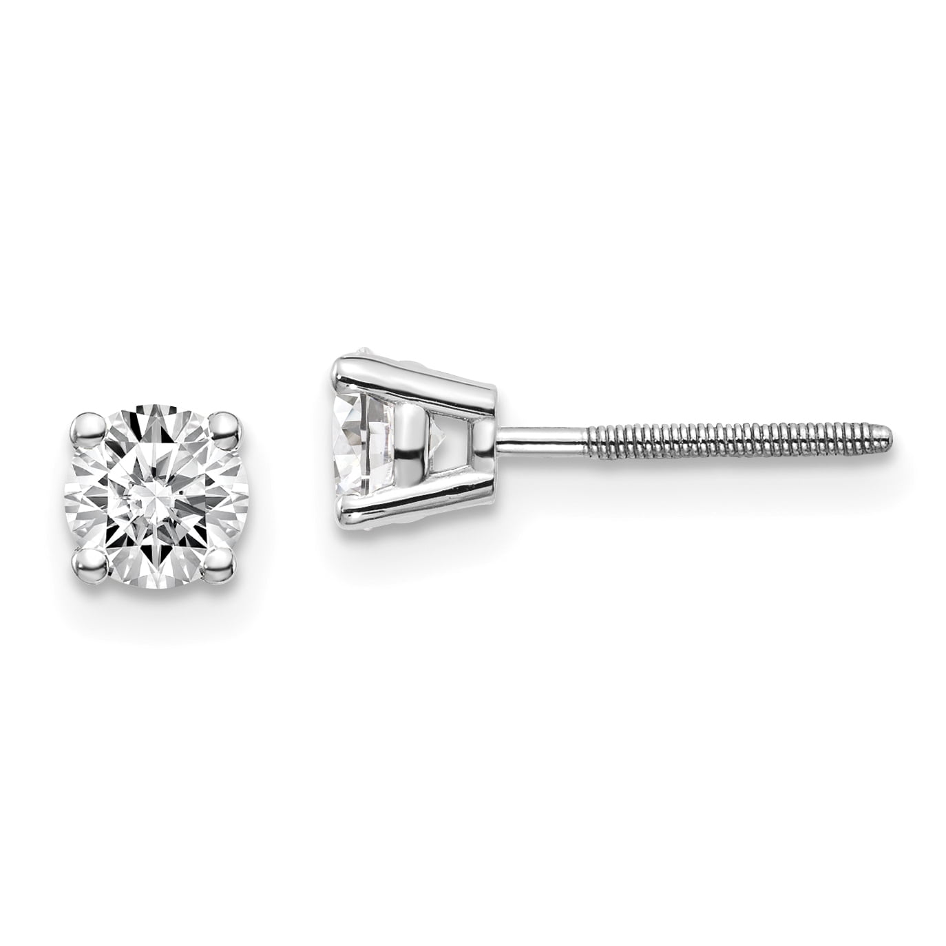 14kw .70ct SI3 G-I Diamond Stud Thread on/off Post Earrings 14k White Gold Earrings