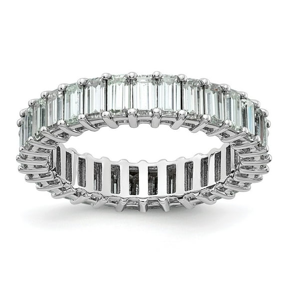 14kw Emerald-cut D E F Pure Light Moissanite Eternity Band