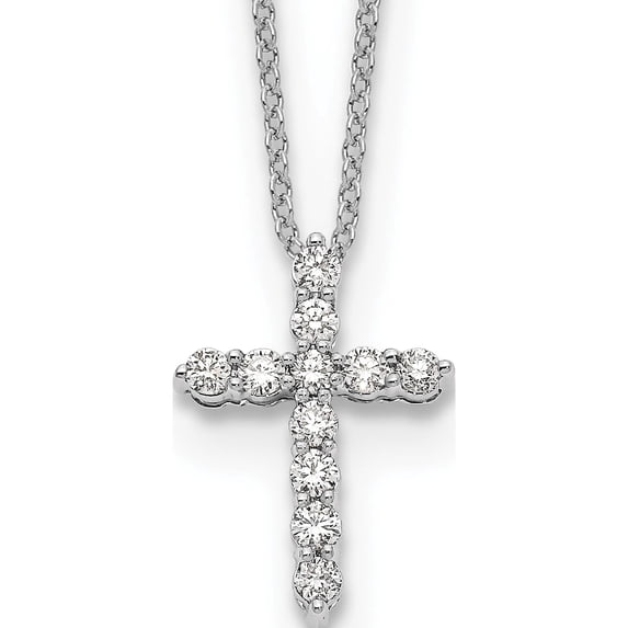 14kw Lab Grown DIa VS/SI Colorless Cross Pendant with Chain