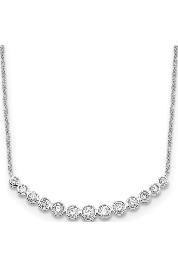 True Origin 14K White Gold 3/4 carat Lab Grown Diamond VS+ F+ 18 in Complete Graduated Curved Bar Necklace