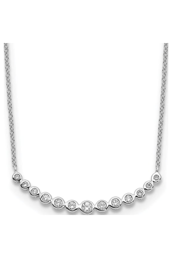 True Origin 14K White Gold 1/4 carat Lab Grown Diamond VS+ F+ 18 in Complete Graduated Curved Bar Necklace