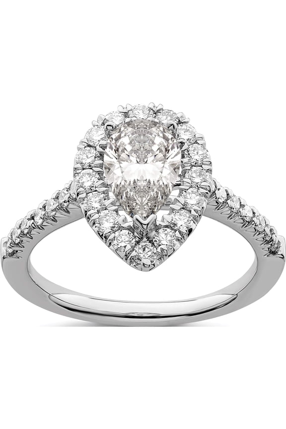 14kw Lab Grown Dia VS/SI Colorless S/M Pear Halo Eng. Ring