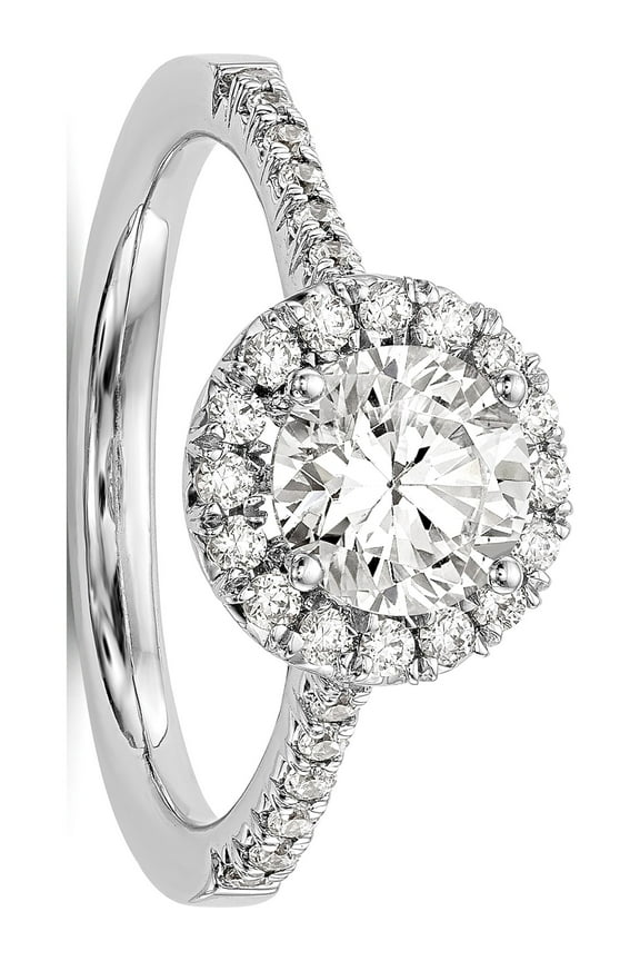 14kw Lab Grown Dia VS/SI Colorless S/M Round Halo Eng. Ring