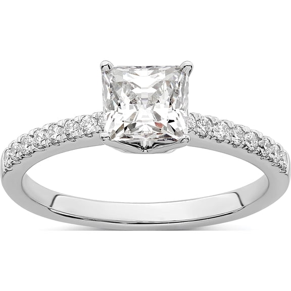 Jewelry by Sweet Pea True Origin 14K White Gold 1/6 carat Lab Grown Diamond VS+ F+ Semi-Mount Princess Engagement Ring