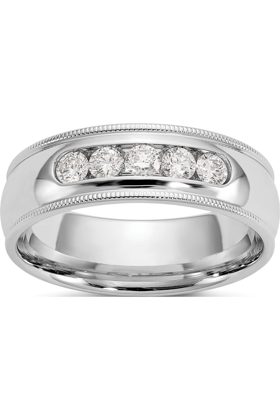 14kw Lab Grown SI/VS Colorless Diamond Polished Milgrain Band