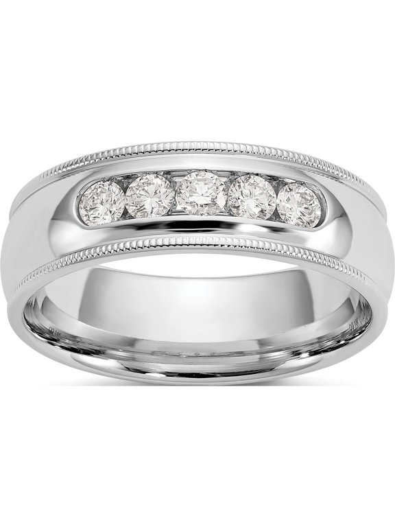 True Origin 14K White Gold Men's 1/2 carat Lab Grown Diamond VS+ F+ Size 10 Complete Miligrain Band