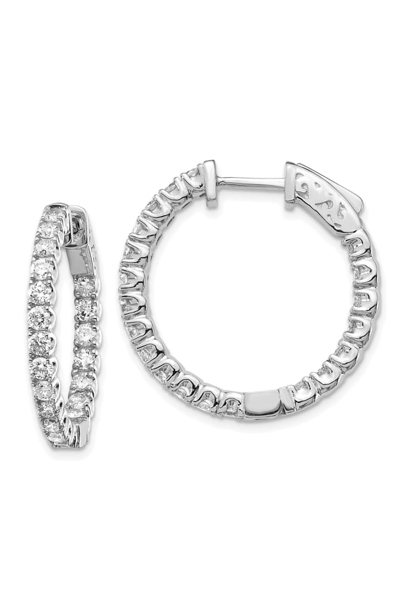 14kw Oro Spotlight Lab Grown Dia. SI+, H+, Round Hoop w/Safety Clasp Earr 2CTW