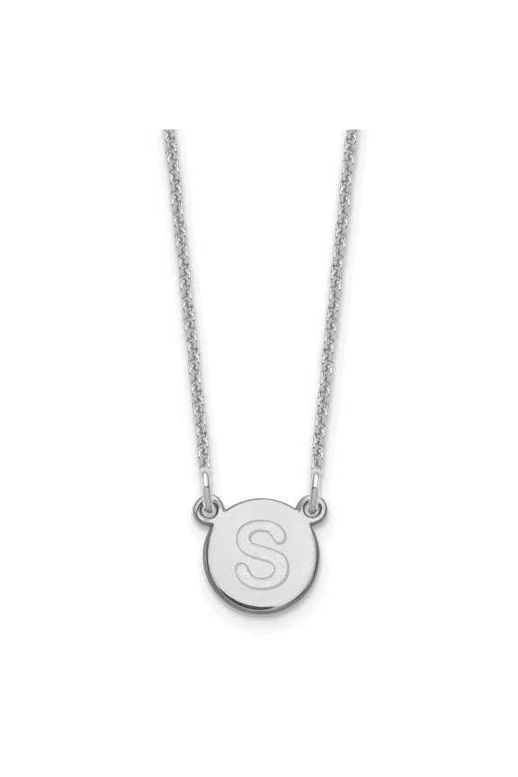 14kw Tiny Circle Block Letter S Initial Necklace