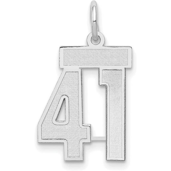 14kw White Gold Small Satin Number 41 Charm