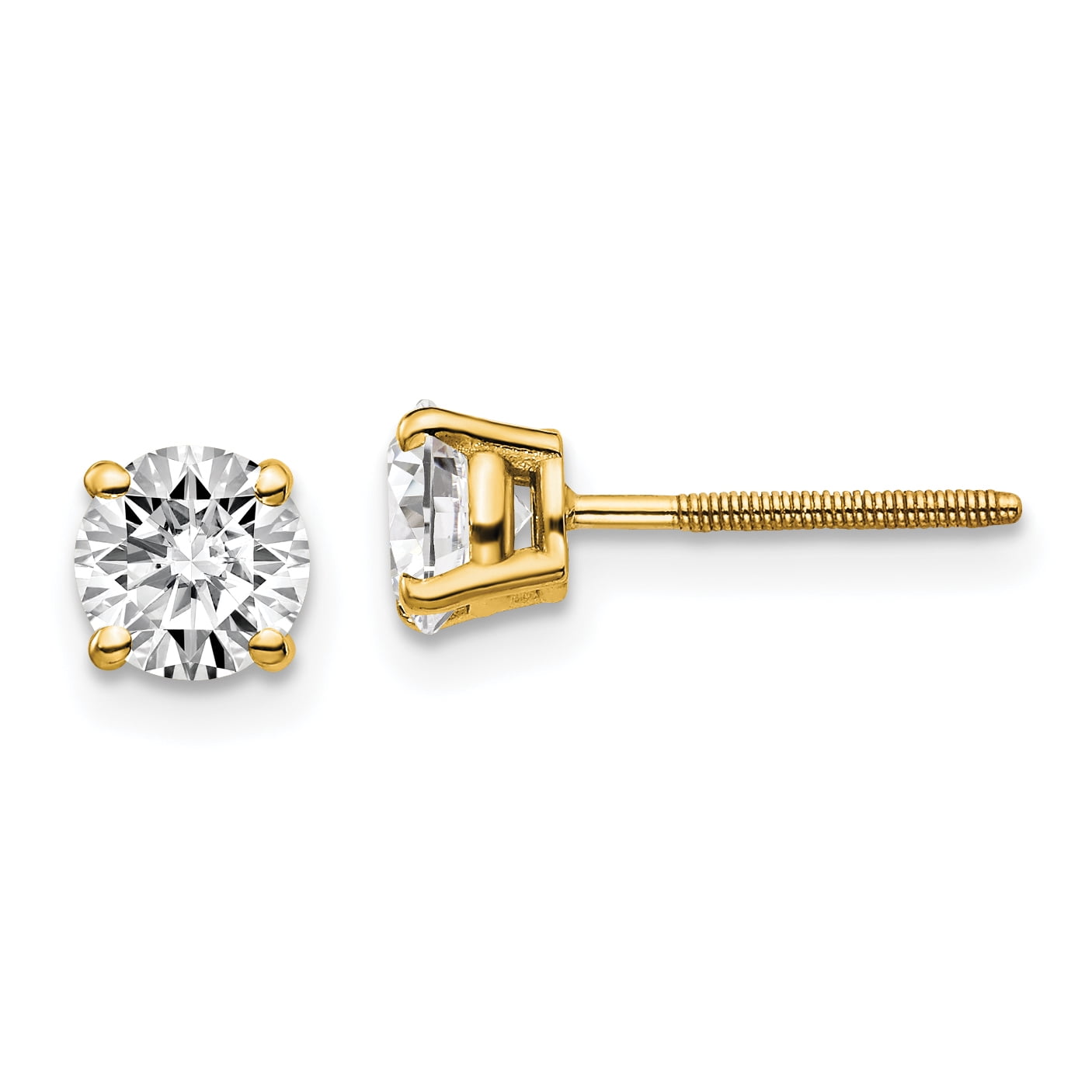 14ky 1.00ct. SI3 G-I Diamond Stud Thread on/off Post Earrings 14k Yellow Gold Earrings