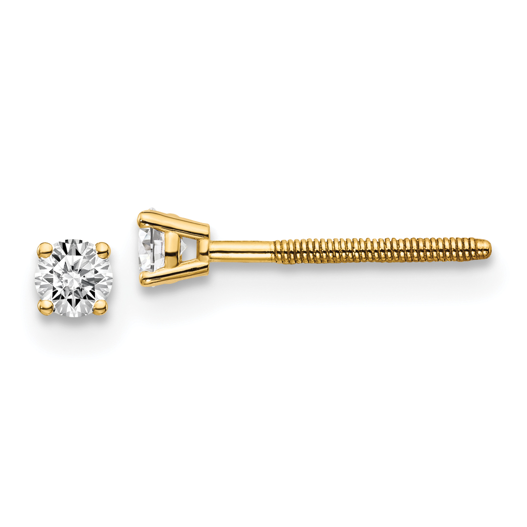 14ky .15ct. SI3 G-I Diamond Stud Thread on/off Post Earrings 14k Yellow Gold Earrings