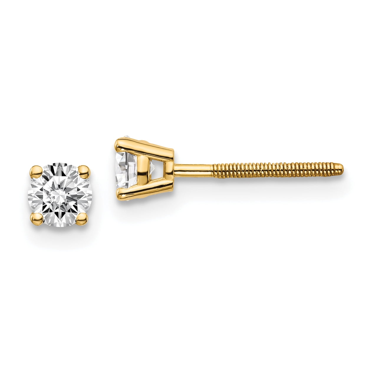 14ky .40ct. SI3 G-I Diamond Stud Thread on/off Post Earrings 14k Yellow Gold Earrings