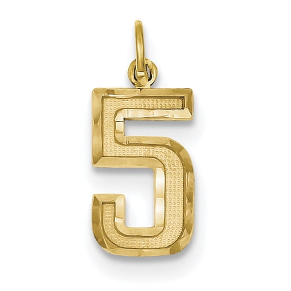 14ky Casted Medium Diamond Cut Number 5 Charm