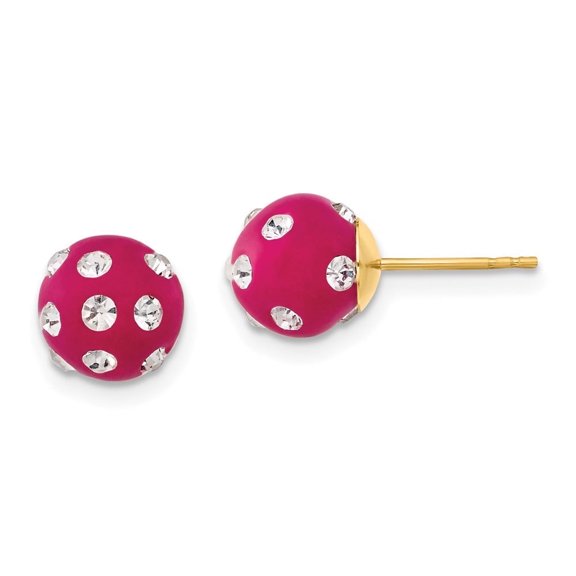 14ky Crystal Fuchsia 8mm Post Earrings