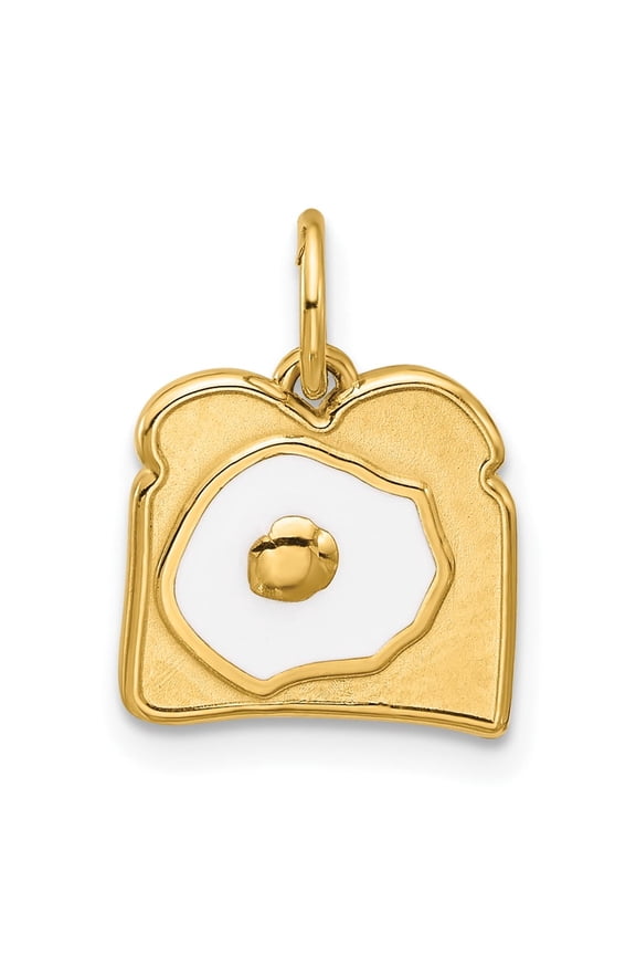 14k White Enameled Fancy Egg on Toast Charm