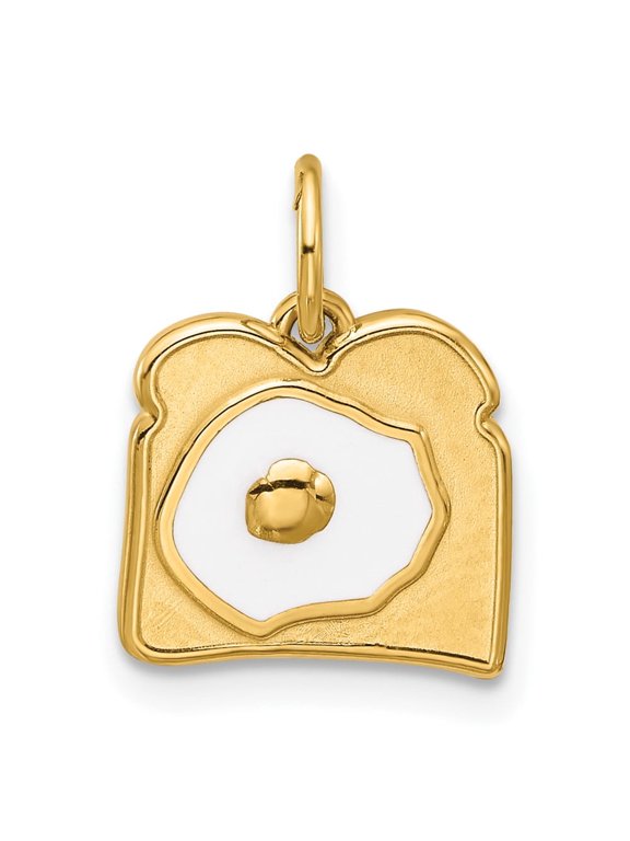 14k White Enameled Fancy Egg on Toast Charm