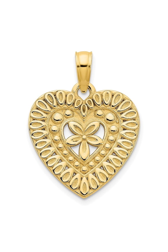 14k Fancy Floral Heart Pendant