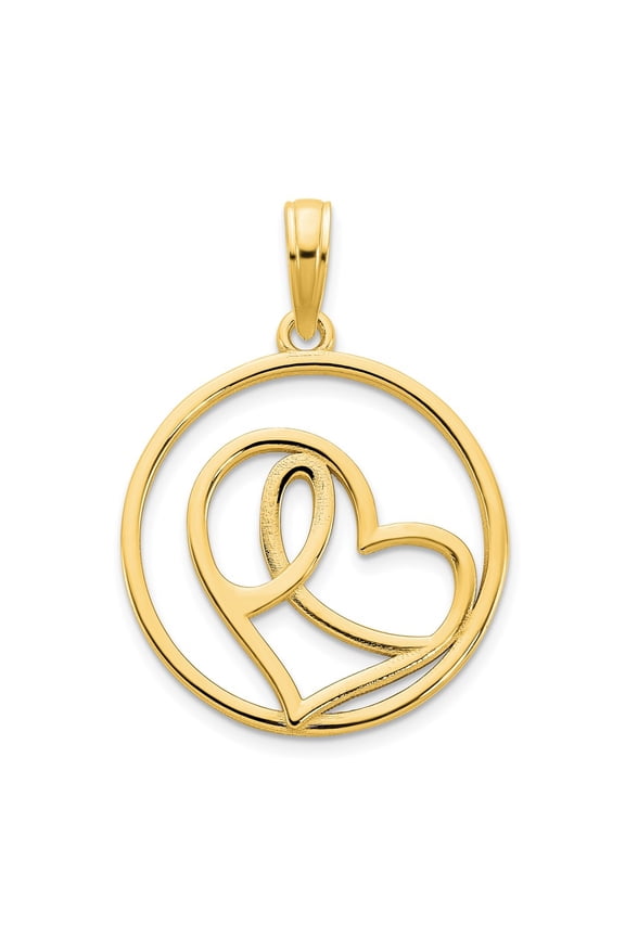 Finest Gold 14K Heart in Circle Pendant