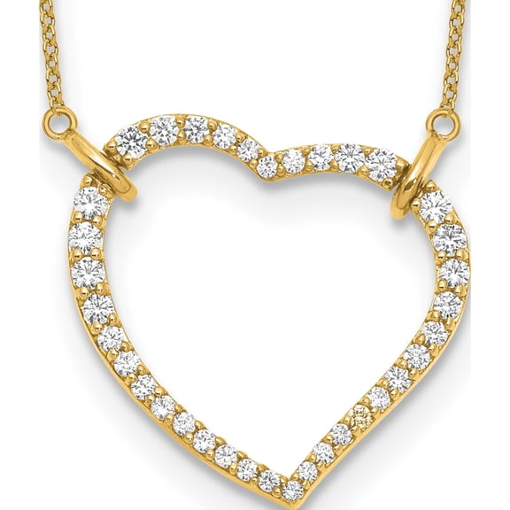 14ky Lab Grown DIa VS/SI Colorless Heart Pendant Necklace
