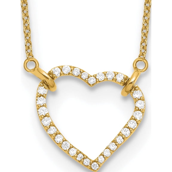 14ky Lab Grown DIa VS/SI Colorless Heart Pendant Necklace