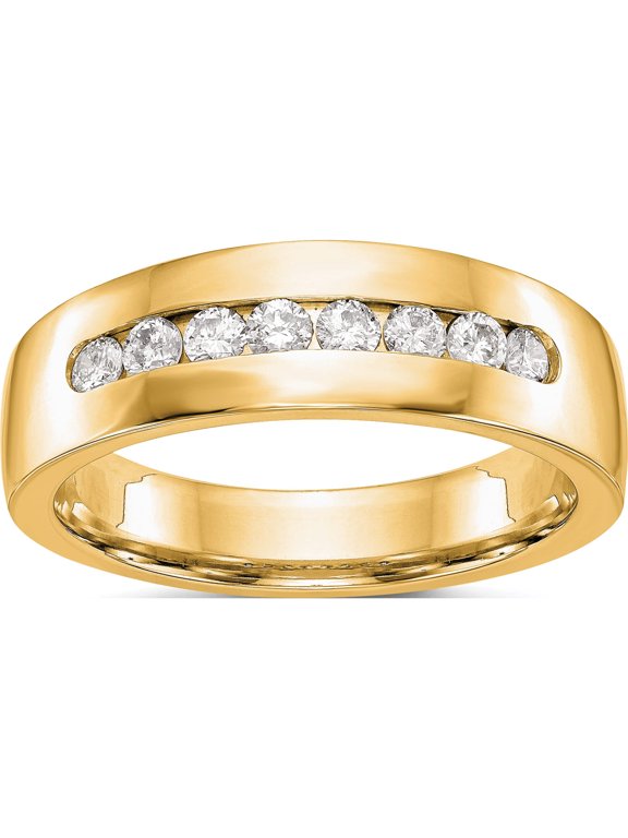 True Origin 14K Yellow Gold Men's 1/2 carat Lab Grown Diamond VS+ F+ Complete Channel Band