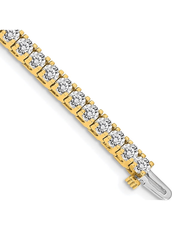 True Origin 14K Yellow Gold 6 3/8 carat Lab Grown Diamond VS+ F+ Complete Tennis Bracelet
